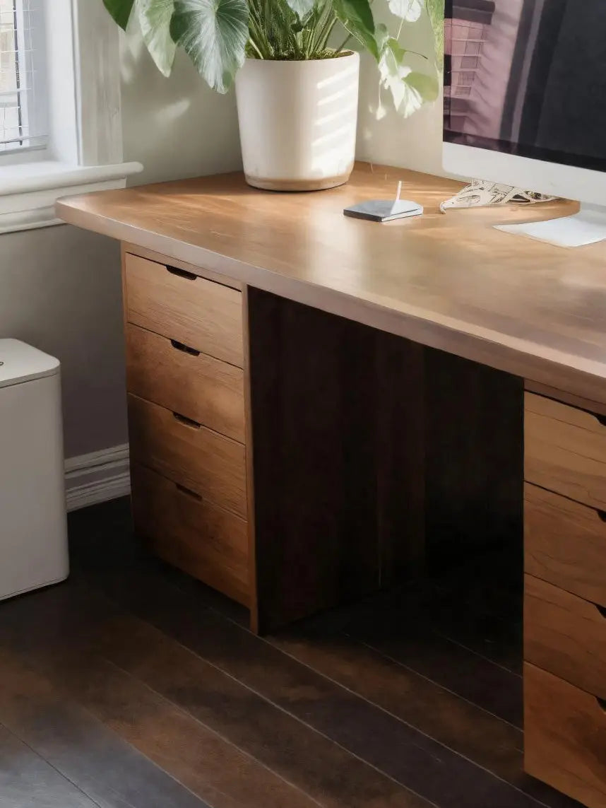 Modern Desk With Multiple Drawers For Home Office Lynnsnail