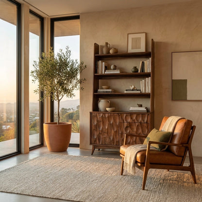 Modern Wooden Bookcase With Drawers And Open Shelves For Living Lynnsnail