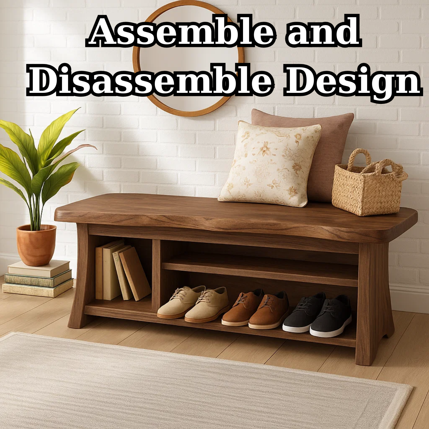 Handcrafted Solid Wood Walnut Bench – Organic Design with Integrated Shelving Lynnsnail