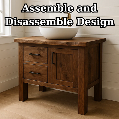 Handcrafted Solid Wood Bathroom Vanity - Live Edge Cabinet with Storage Lynnsnail