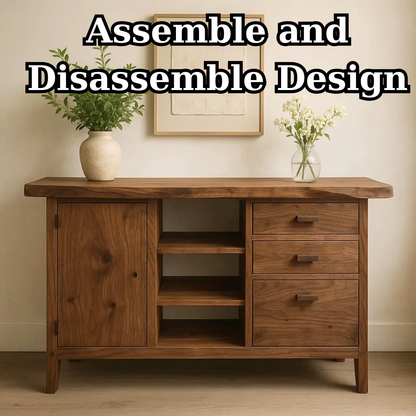 Handcrafted Solid Wood Console Table – Live-Edge Slab with Cabinet and Drawers Lynnsnail