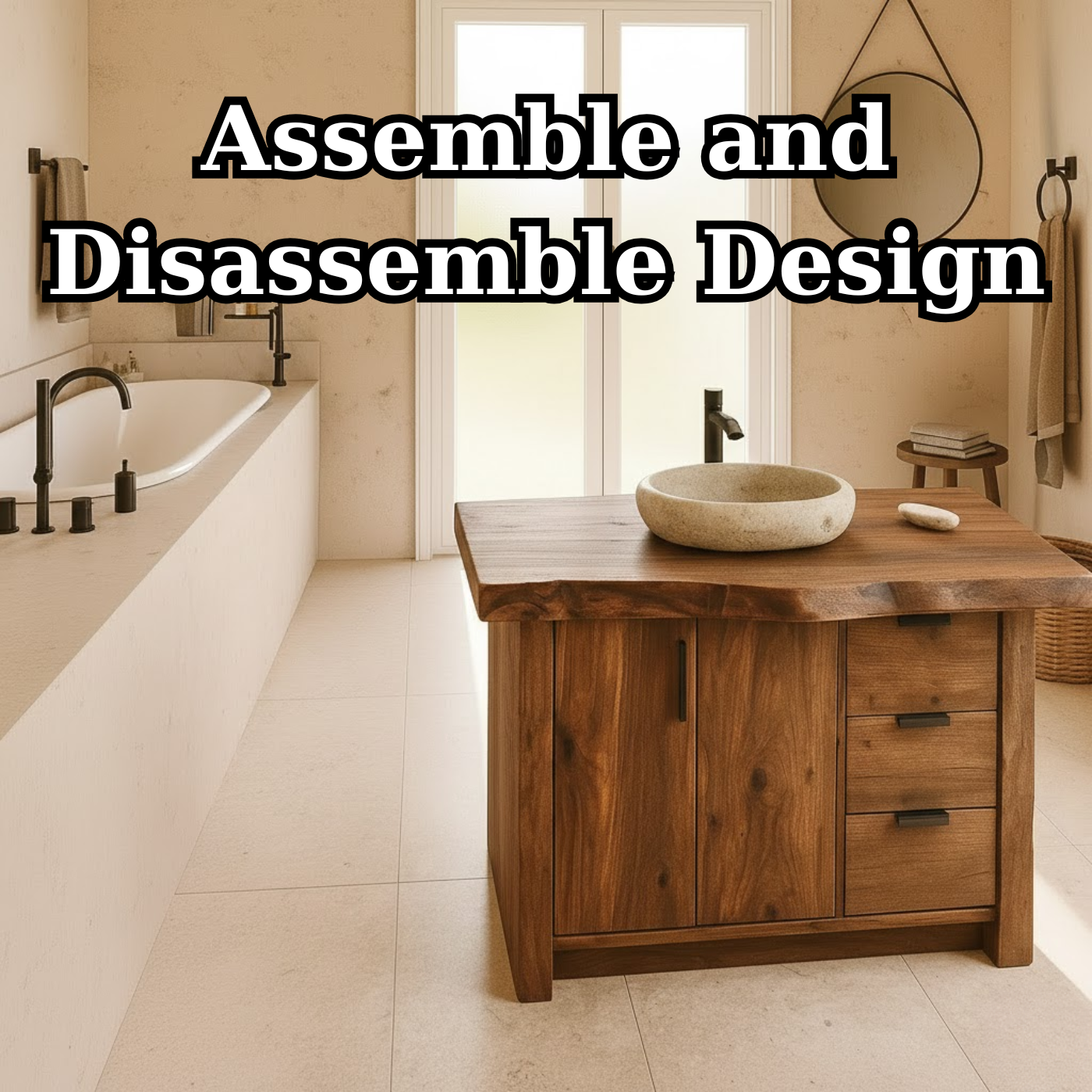 Handcrafted Solid Wood Bathroom Vanity with Live-Edge Top and Modern Storage Drawers Lynnsnail