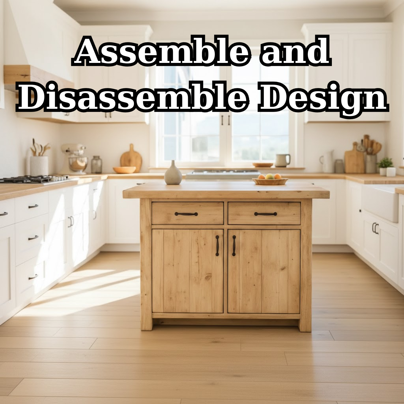 Handcrafted Solid Wood Kitchen Island with Dual Drawers and Spacious Cabinet Storage Lynnsnail