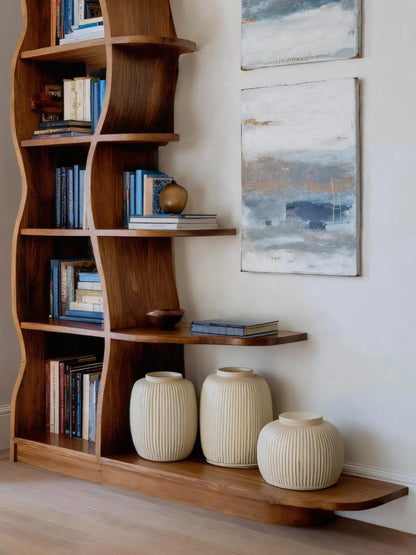 Modern Bookshelf With Wavy Design For Living Room Lynnsnail