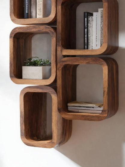 Modern Wall Mounted Bookshelf With Square Design For Living Room Lynnsnail