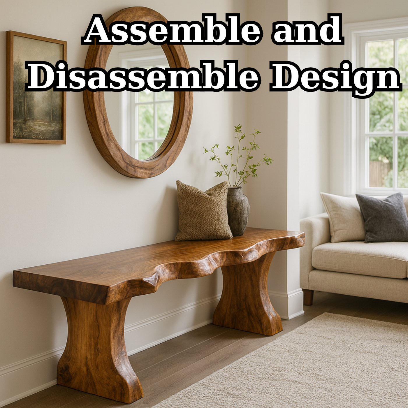 Handcrafted Solid Wood Live-Edge Entryway Bench – Sculptural & Organic Seating Lynnsnail