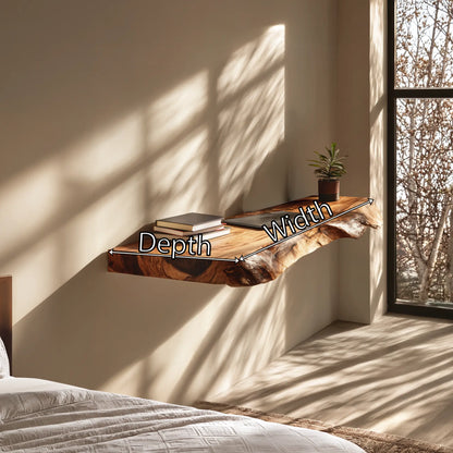 Natural Live Edge Wood Floating Shelf for Modern Wall Decor Lynnsnail
