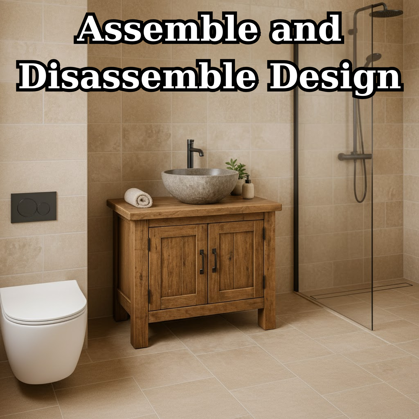 Handcrafted Soild Wood Bathroom Vanity | Compact Single Sink Cabinet Storage Lynnsnail