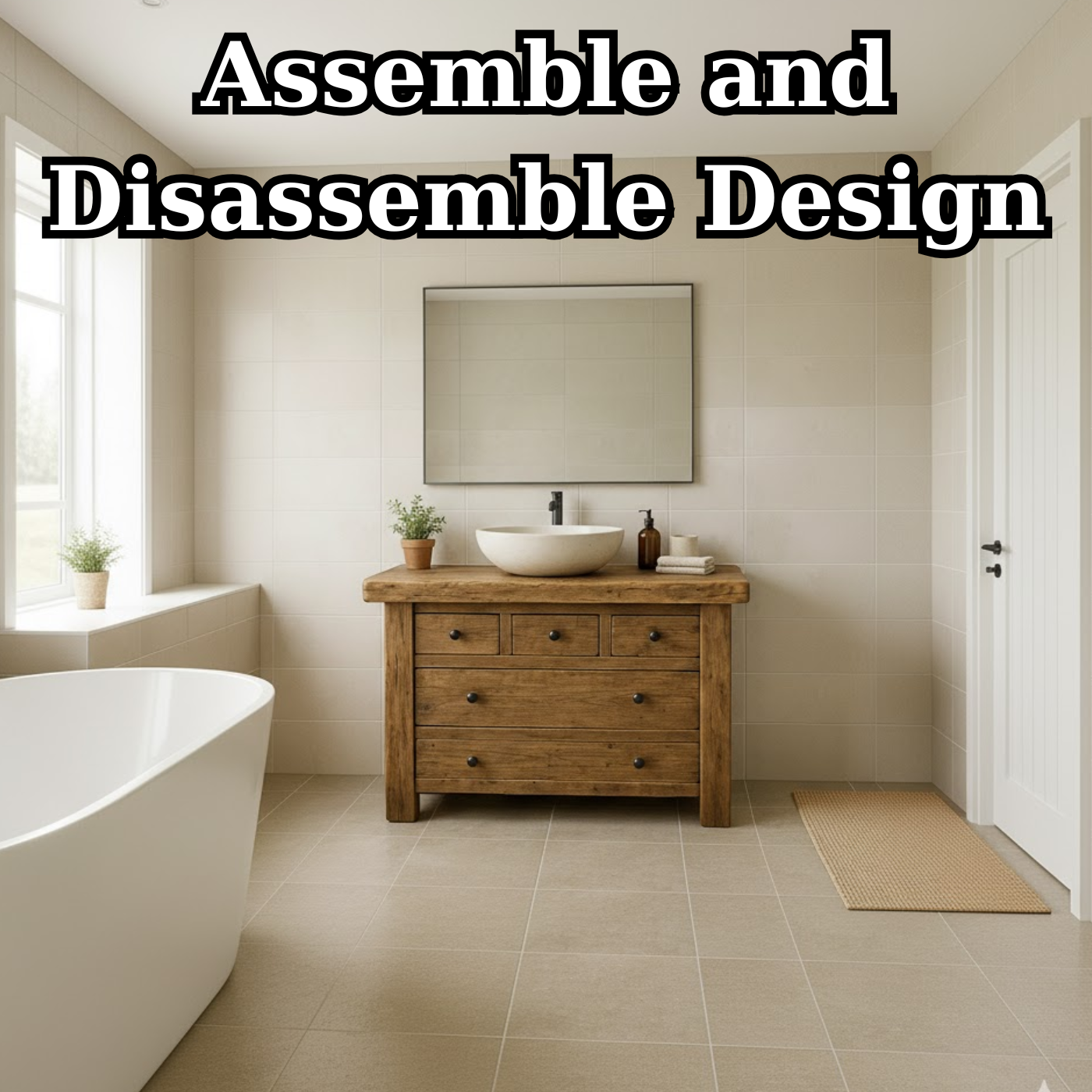 Handcrafted Solid Wood Single Bathroom Vanity - Rustic Storage Cabinet with Drawers Lynnsnail