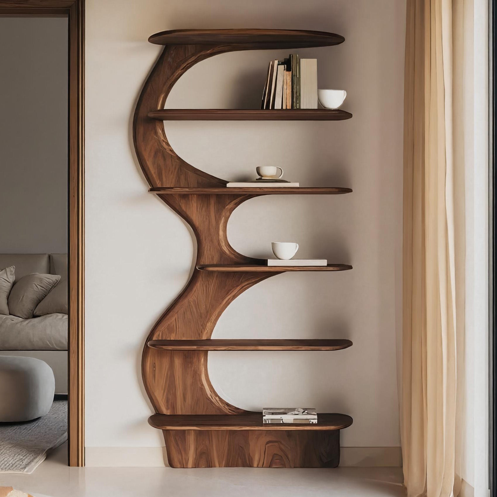 Modern Vertical Bookshelf With Open Storage For Living Room Lynnsnail