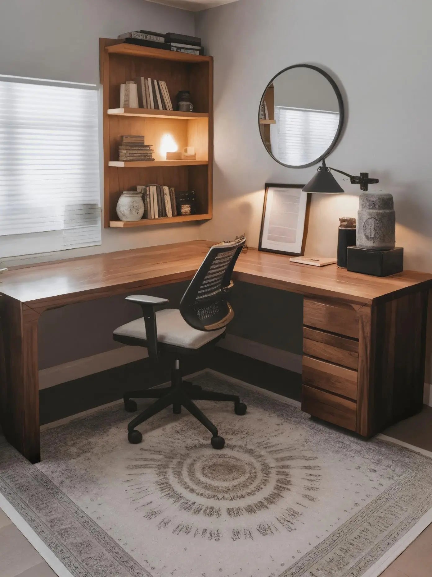 Modern L Shaped Desk with Drawers For Home Office Lynnsnail