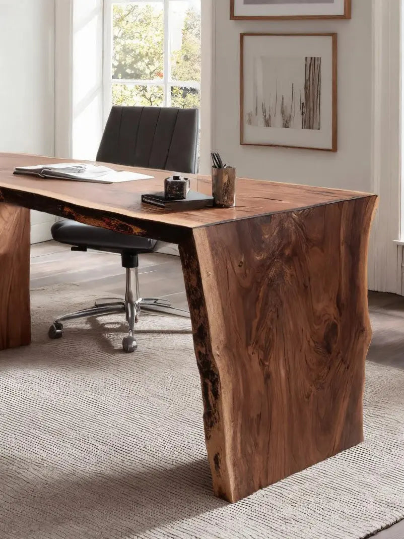 Modern Live Edge Desk With Storage For Workspace Lynnsnail
