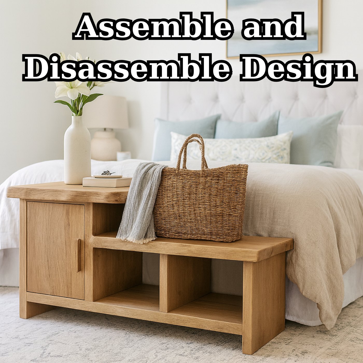 Handcrafted Solid Wood Bench – Modern Organic Seating with Versatile Storage Lynnsnail