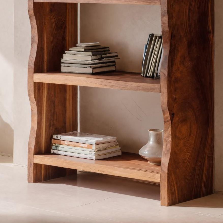 Modern Vertical Bookshelf With Natural Grain Design For Living Lynnsnail