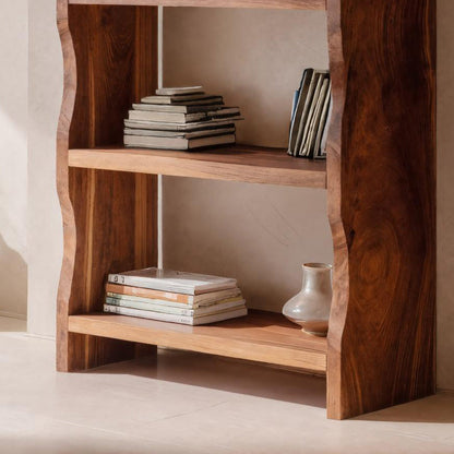 Modern Vertical Bookshelf With Natural Grain Design For Living Lynnsnail