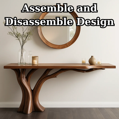 Handcrafted Solid Wood Entryway Console Table with Organic Branch Design Lynnsnail