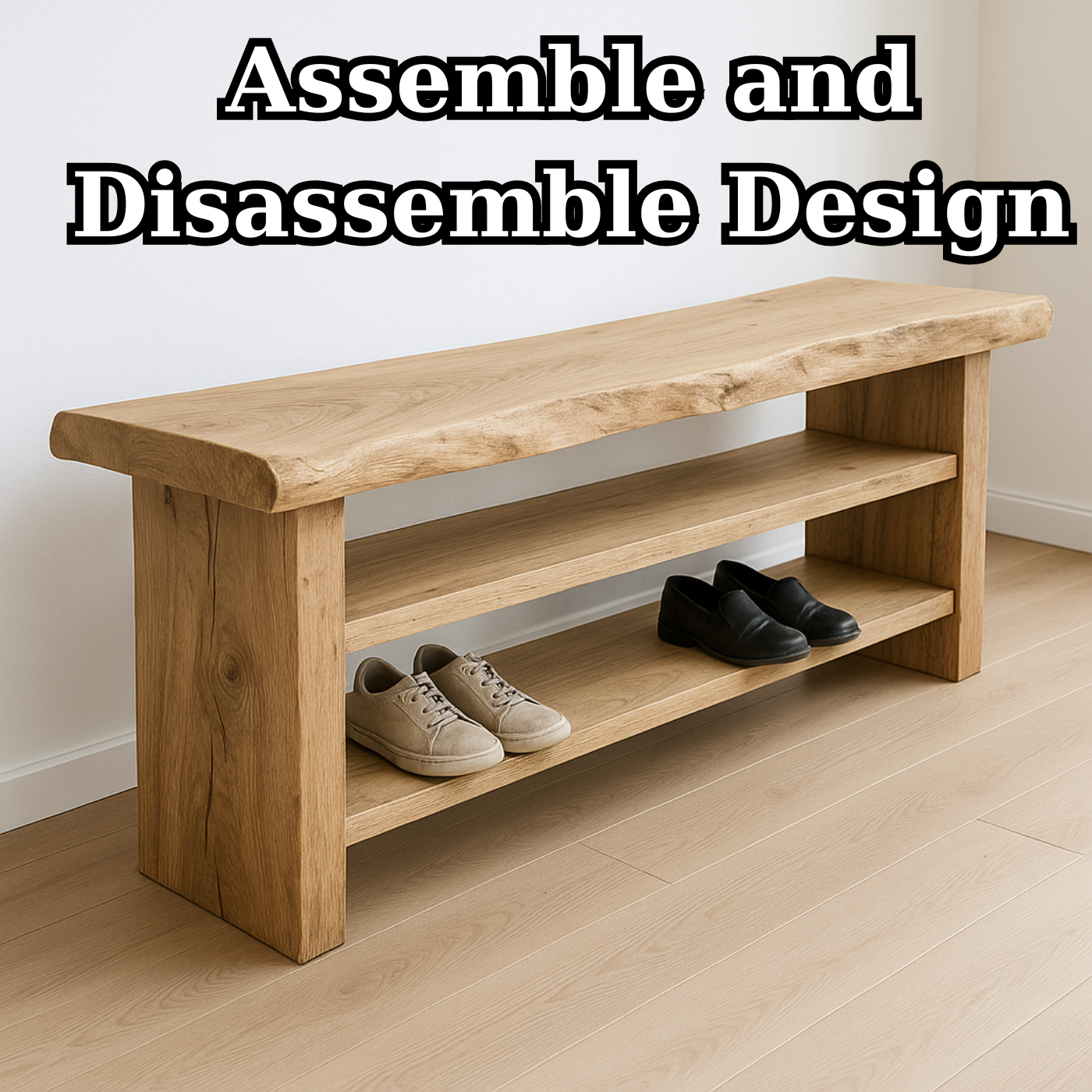 Handcrafted Solid Wood Entryway Bench with Shoe Storage – Natural Live-Edge Design Lynnsnail
