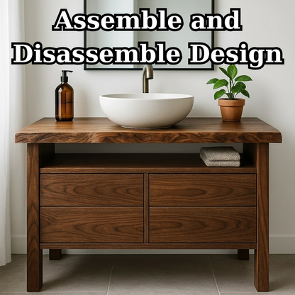 Handcrafted Solid Wood Bathroom Vanity with Live Edge Top and Minimalist Design Lynnsnail