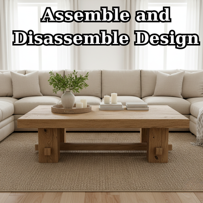 Handcrafted Solid Wood Coffee Table – Rustic Farmhouse Block Design for Living Room Lynnsnail