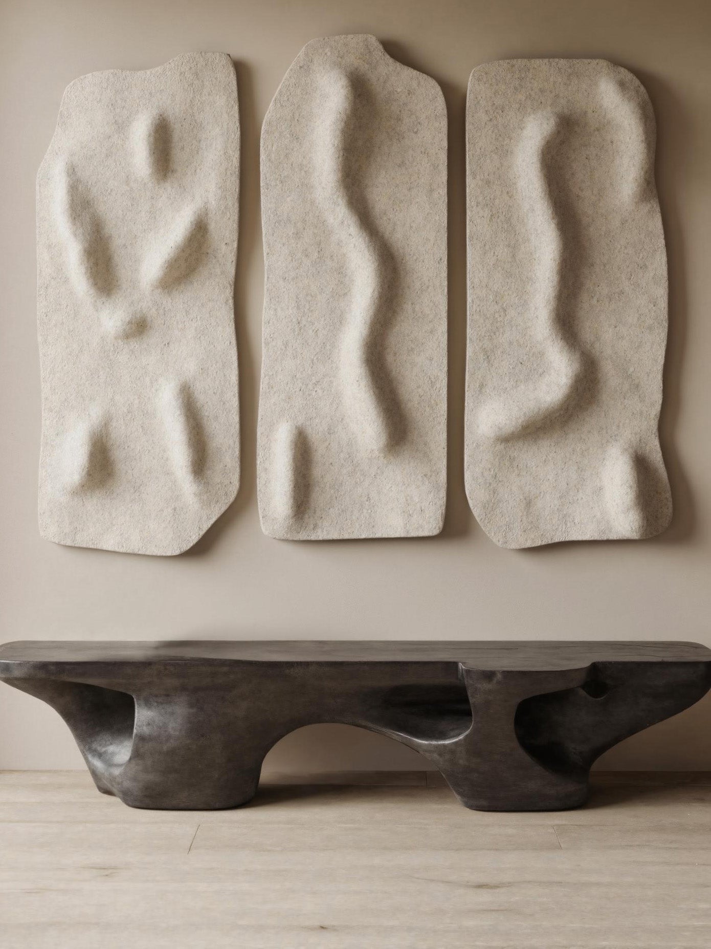 Contemporary Sculptural Bench With Carved Design For Living Room Lynnsnail