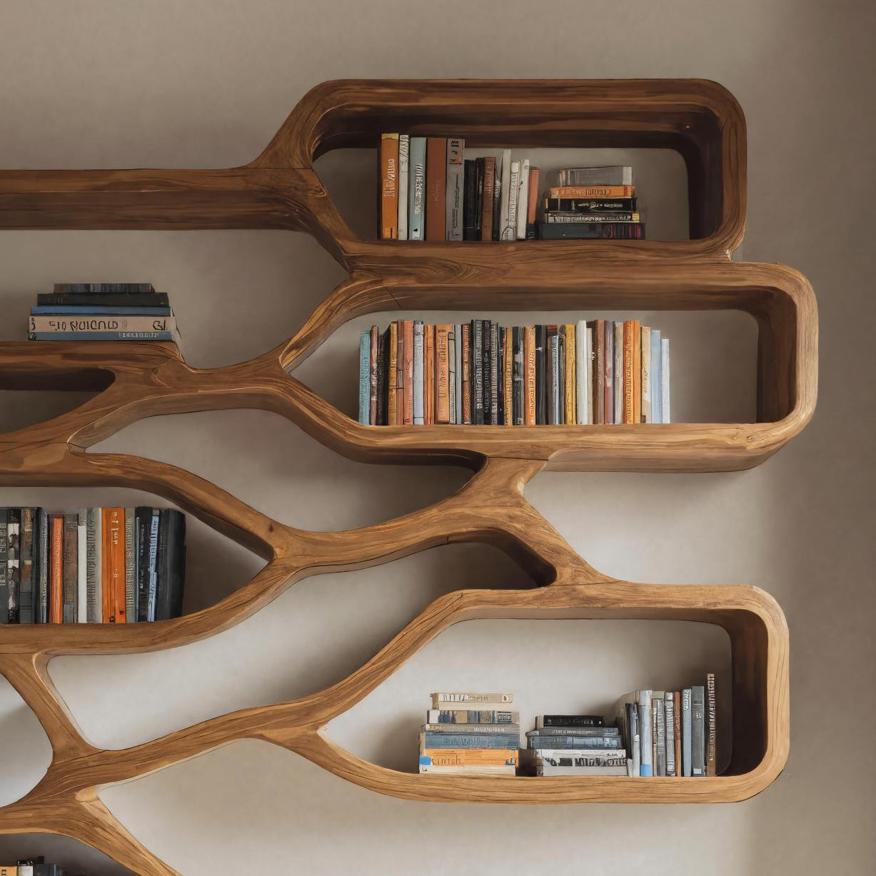 Modern Sculpted Bookcase For Living Room Lynnsnail