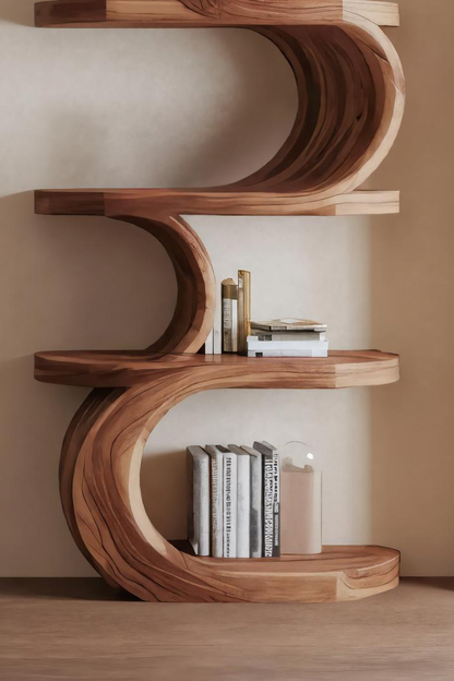 Modern Curved Bookshelf For Living Room Or Office Storage Lynnsnail