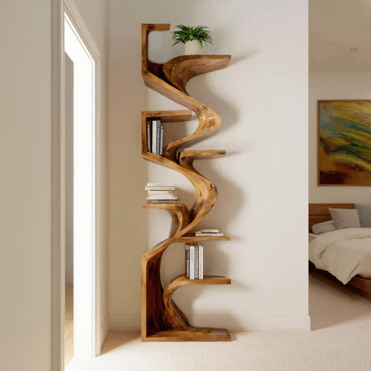 Handcrafted Sculpted Bookshelf For Living Room Lynnsnail
