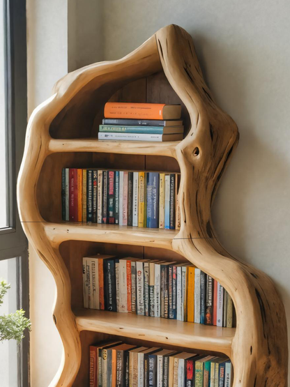 Organic Live Edge Bookshelf For Rustic Living Room Or Office Lynnsnail