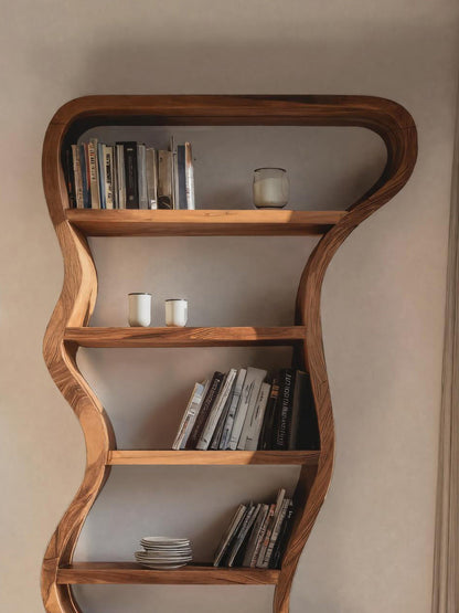 Organic Sculpture Wavy Bookshelf For Living Room Or Office Furniture Lynnsnail