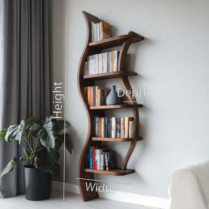 Modern Sculptural Bookshelf With Curved Design For Living Room Lynnsnail