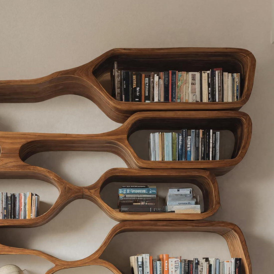 Organic Sculptural Wall Bookcase For Living Room Lynnsnail