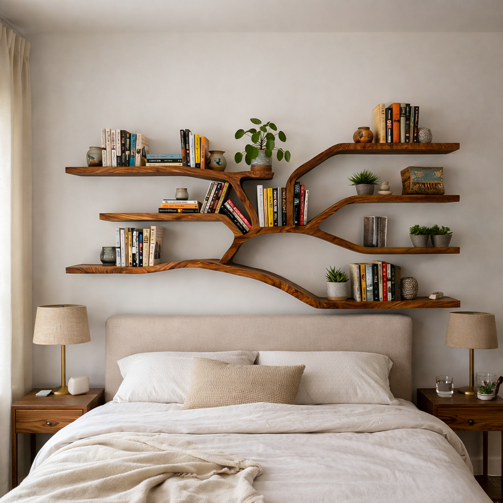 Handcrafted Sculptural Wooden Bookshelf For Living Room Decor Lynnsnail