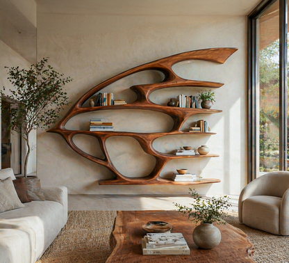 Artistic Wooden Wall Bookshelf For Living Room Decor Lynnsnail