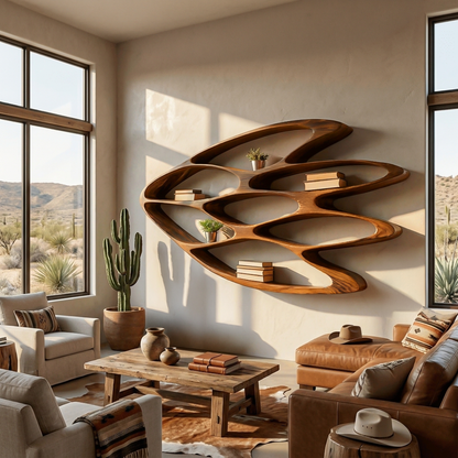 Wooden Wall Bookshelf With Unique Shape For Living Room Wall Lynnsnail