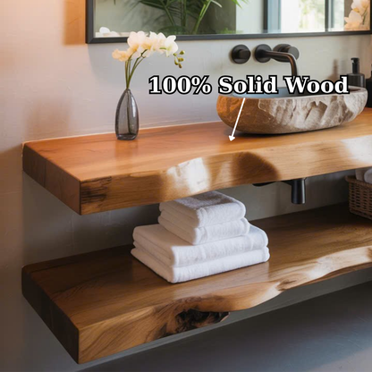Handcrafted Solid Wood Floating Vanity, Organic Live Edge Vessel Sink Console Lynnsnail