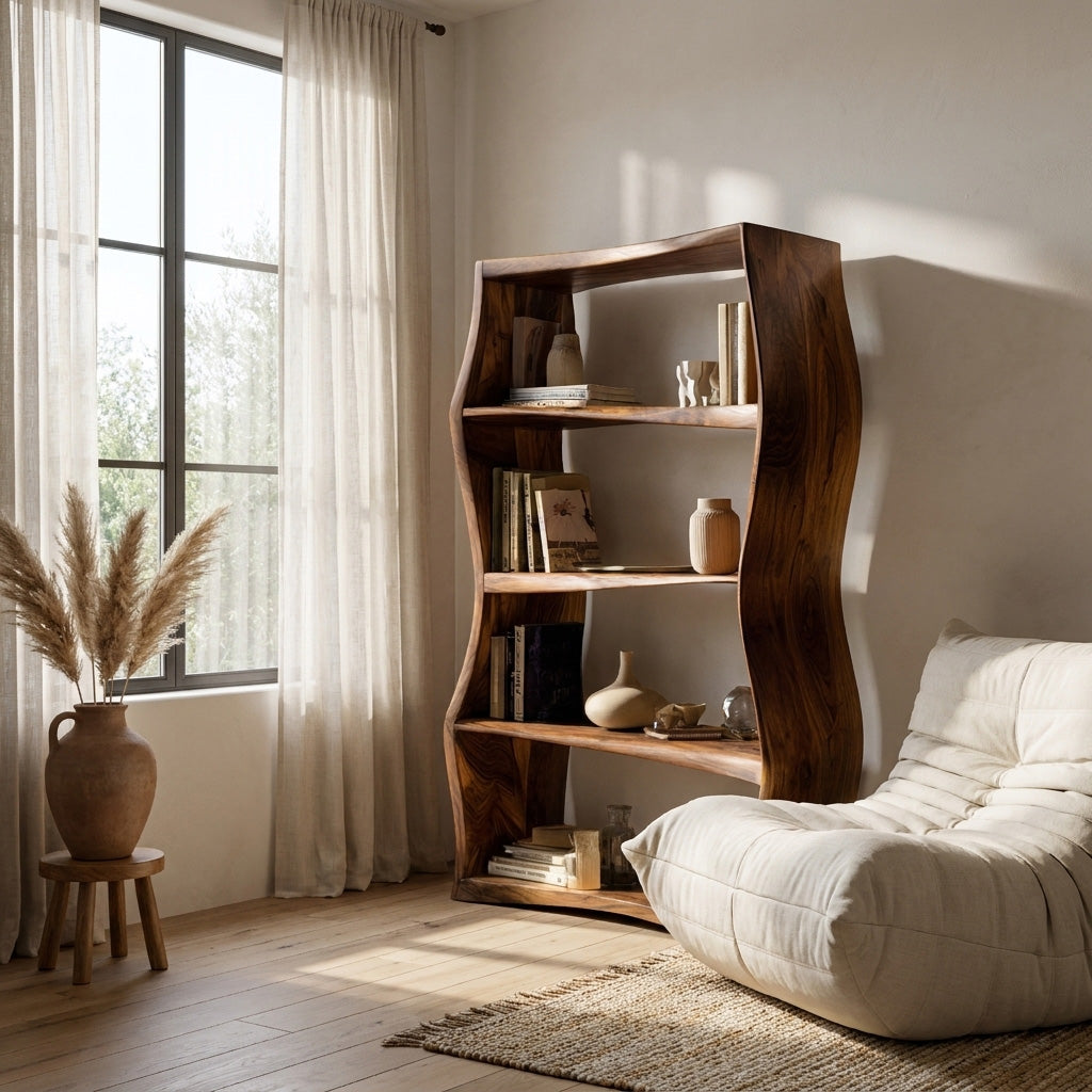Elegant Natural Wood Bookshelf For Living Room Storage Lynnsnail