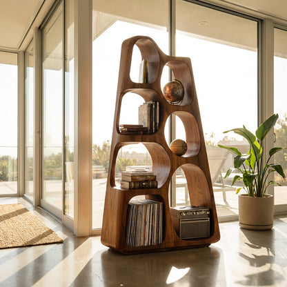 Organic Wooden Bookshelf For Japandi Furniture Decor Lynnsnail