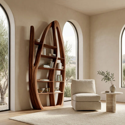 Organic Style Sculptural Wooden Bookshelf For Living Room Lynnsnail