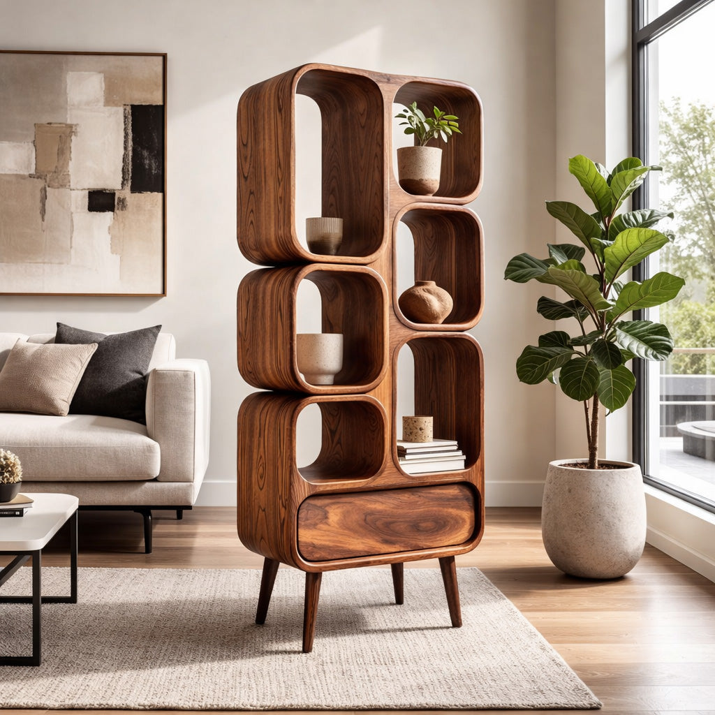 Minimalist Wooden Bookshelf For Contemporary Living Room Lynnsnail