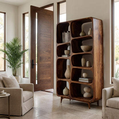 Contemporary Solid Wood Bookshelf For Coastal Interior Lynnsnail