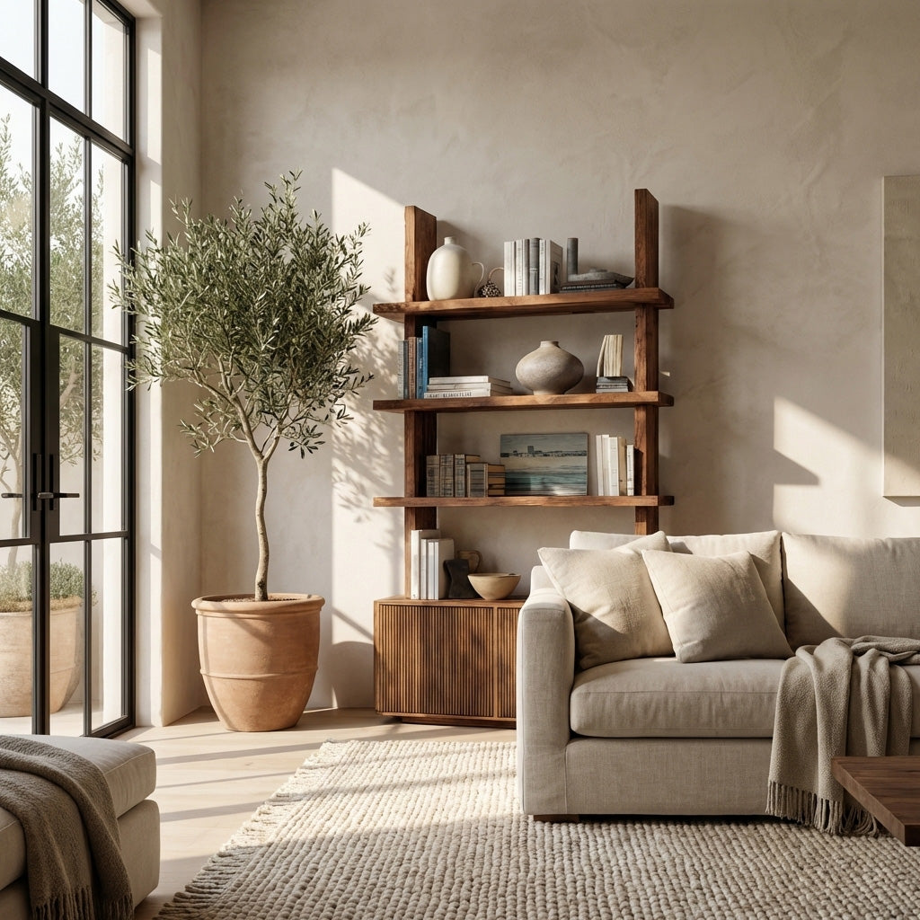 Contemporary Fluted Wood Bookshelf For Living Decor Lynnsnail