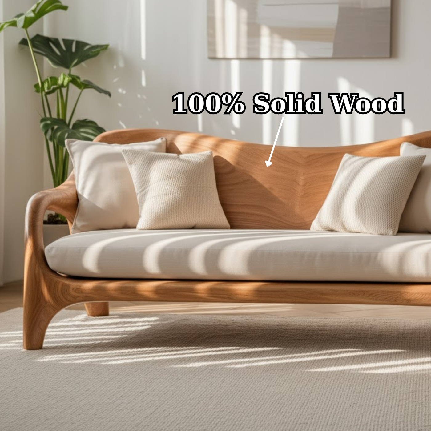 Handcrafted Solid Wood Sofa – Rustic Live Edge Wooden Couch with Modern Minimal Design Lynnsnail