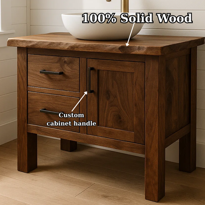 Handcrafted Solid Wood Bathroom Vanity - Live Edge Cabinet with Storage Lynnsnail