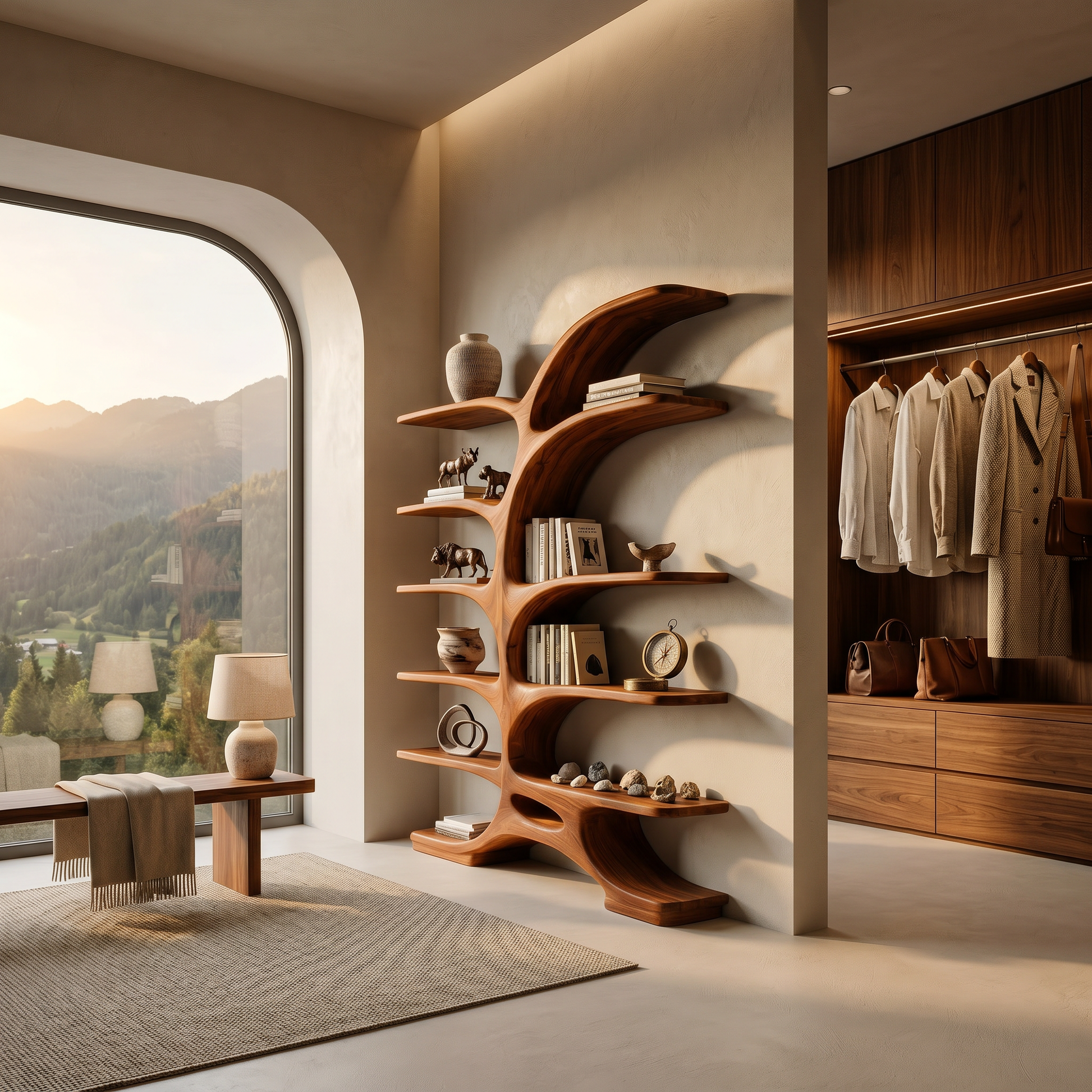 Contemporary Sculptural Curved Bookshelf For Living Room Interior Lynnsnail