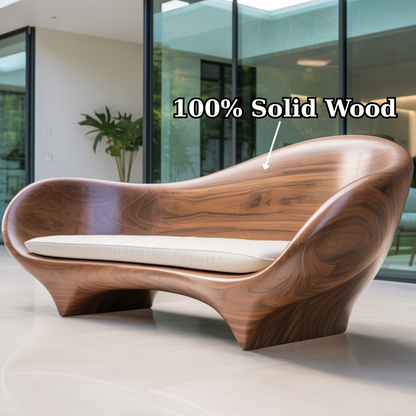 Handcrafted Solid Walnut Sofa – Modern Sculptural Wood Couch with Smooth Organic Curves Lynnsnail