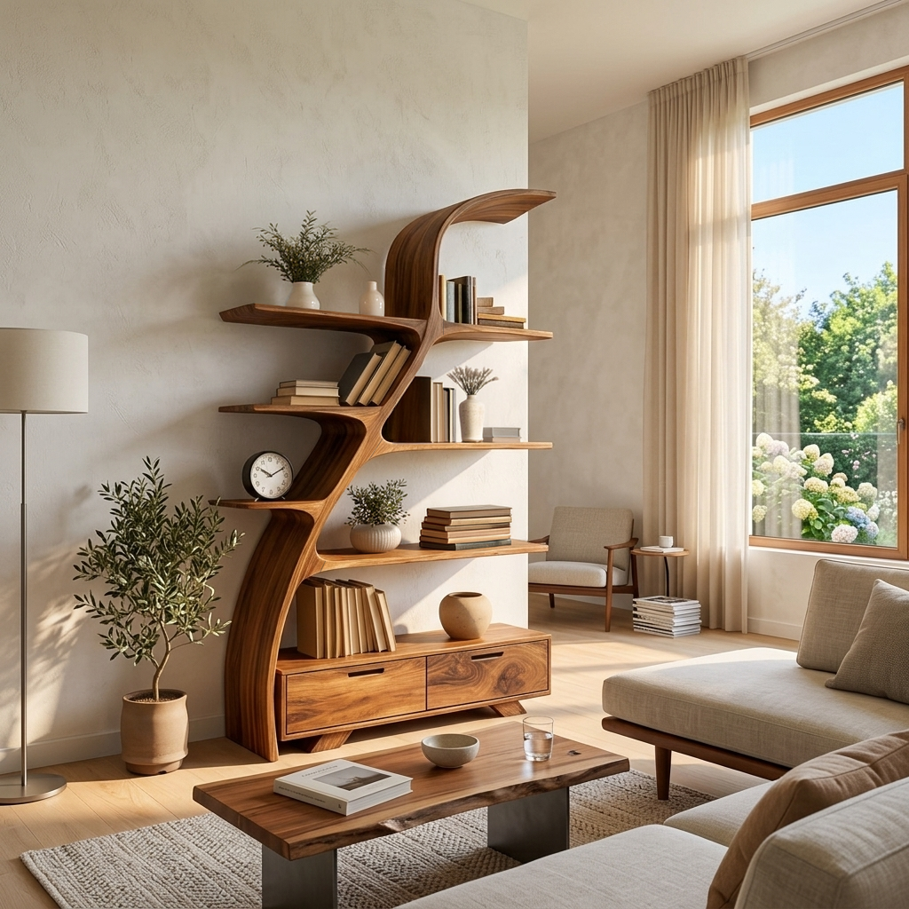 Modern Wooden Bookshelf For Living Area Lynnsnail