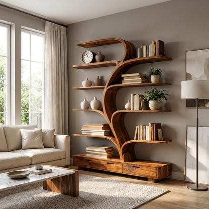 Organic Natural Wood Bookshelf Branch Shape For Home Decor Lynnsnail