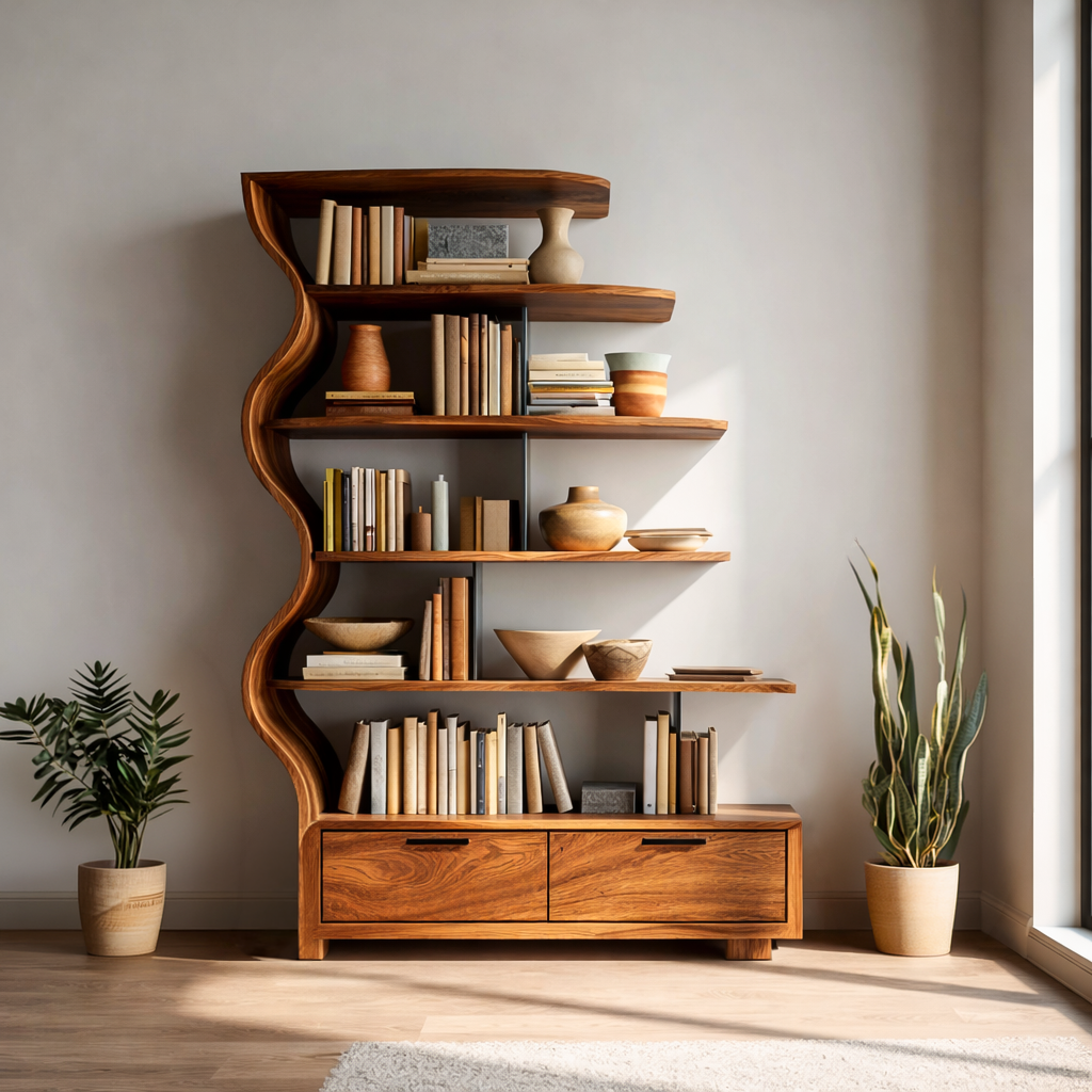 Contemporary Natural Wood Bookshelf For Interior Space Lynnsnail