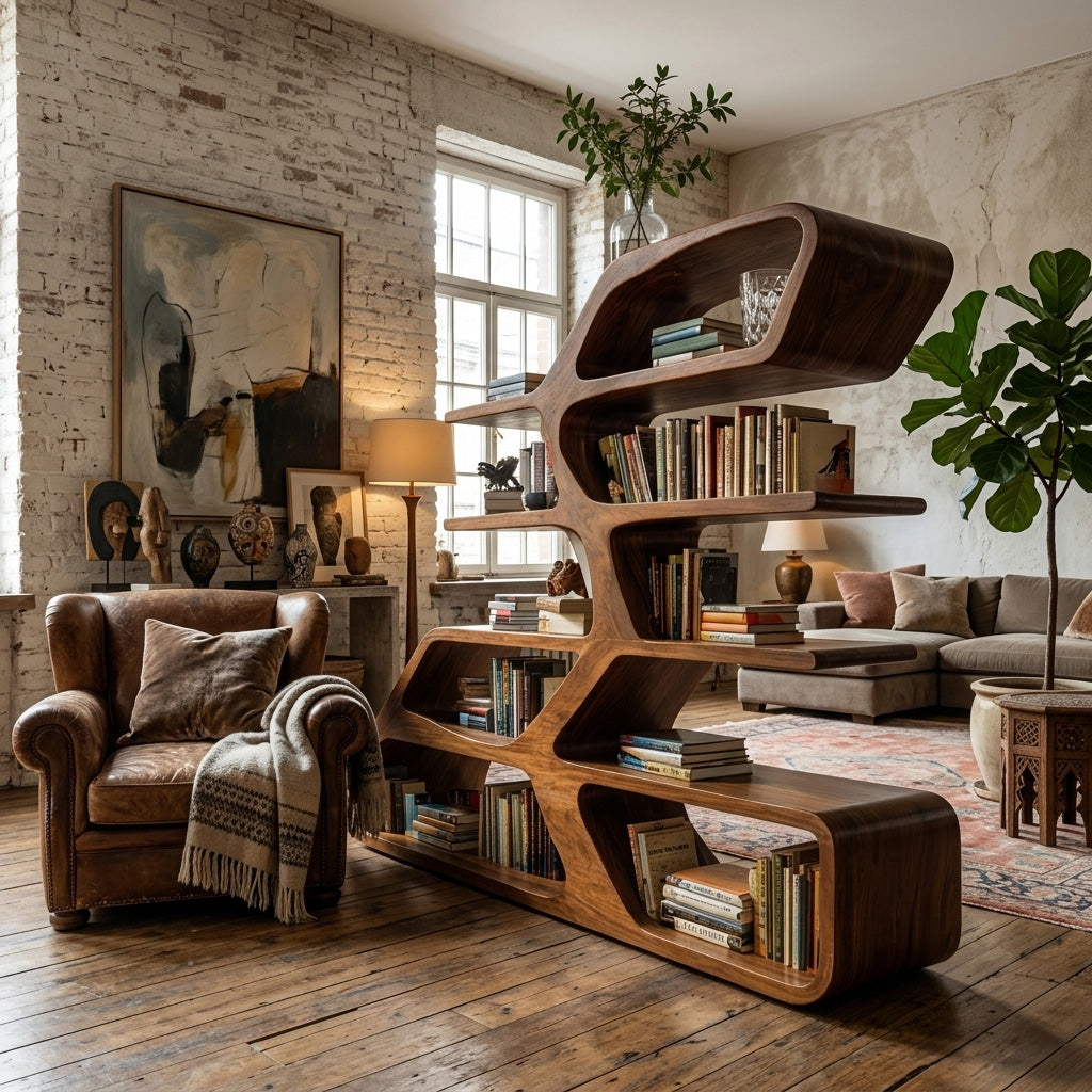 Modern Sculptural Bookshelf For Living Room Decor Lynnsnail