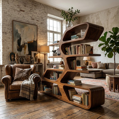 Modern Sculptural Bookshelf For Living Room Decor Lynnsnail